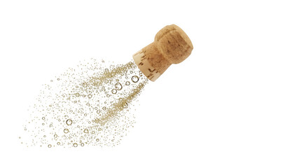 Champagne cork flying with bubbles, celebration and party concept