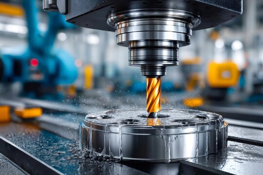 Cnc machine milling metal part in factory production