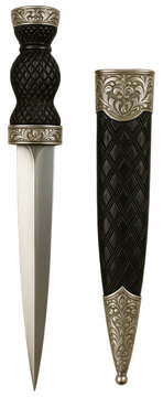 Scottish Dirk Long Dagger Decorative with Intricate Designs Sheath