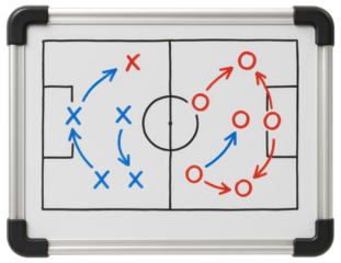 Magnetic Whiteboard Soccer Strategy Diagram Hand Drawn Tactical Plays