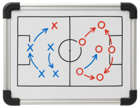 Magnetic Whiteboard Soccer Strategy Diagram Hand Drawn Tactical Plays