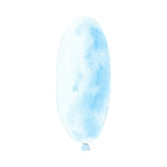 Balloon blue watercolor drawing, isolated hand-drawn illustration. Print for wedding, holiday, birthday, valentine. Drawing cute logo design, postcards, invitations. Image children's parties
