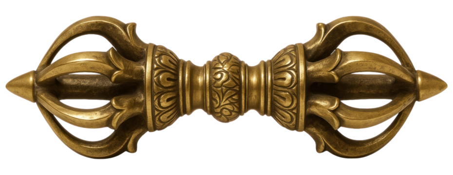 Tibetan Ritual Dorje Vajra with Intricate Golden Design