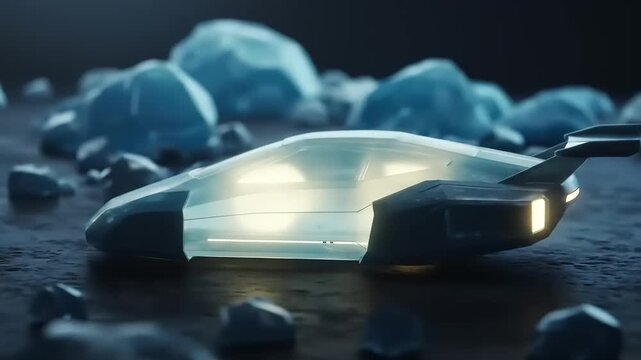 Futuristic vehicle concept on ice landscape - CGI visualization, futuristic design