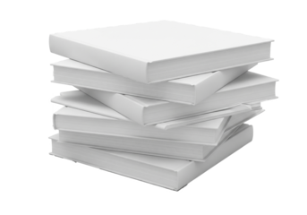 Stack of white books isolated on transparent background perfect for education, reading, publishing, and minimalist concept designs