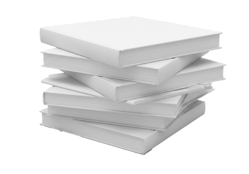 Stack of white books isolated on transparent background perfect for education, reading, publishing, and minimalist concept designs