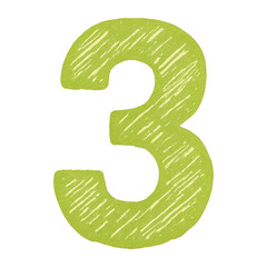 PNG Green textured number three