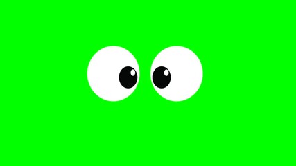 Animation or computer graphics of a winking eye on a green chromakey background for insertion
