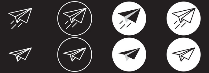 Paper plane vector icon set. Origami paper airplane illustration isolated outline on white background . send message symbol paper plane icon sign vector