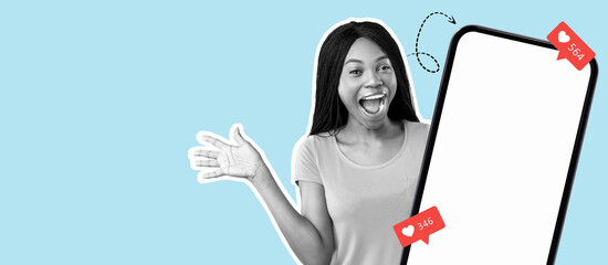 A vibrant collection showcases a young woman excitedly interacting with her smartphone, surrounded by notifications. This scene reflects modern digital communication.