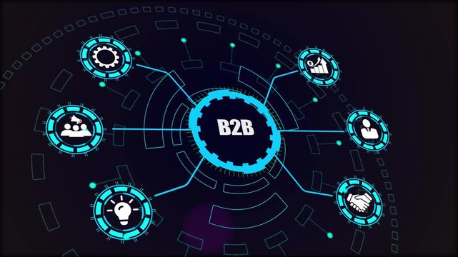 Business to business digital marketing concept, visualizing the strategic networking, corporate sales, and e-commerce platform for global partnership.