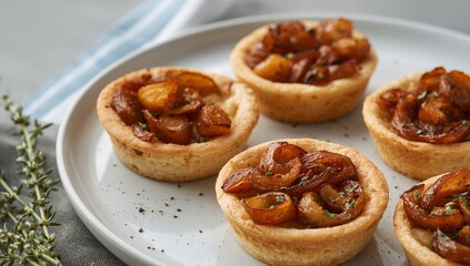 Golden Bites. A Culinary Still Life with Glazed Forms and Crisp Textures, A Delightful Arrangement.
