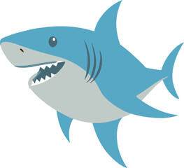 vector illustration of shark cartoon isolated on white background