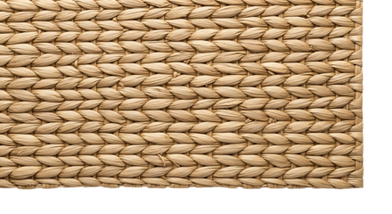 Close up of tightly woven natural fiber matting, a textured surface, isolated on white or transparent background, AI
