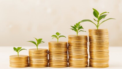 Golden Pillars with Sprouting Greens. A Visual Representation of Incremental Increase.