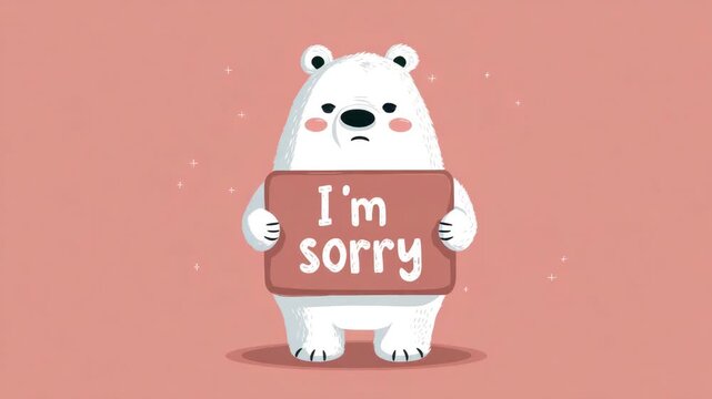 cute little bear with sorry card illustrated animation