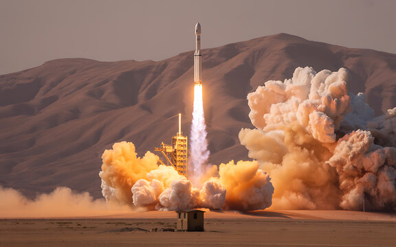 Spectacular Rocket Launch Illuminates the Desert Landscape Awe Inspiring Power and Engineering on Full Display
