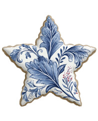 Chinoiserie Christmas Gingerbread Cookie. Luxurious Whimsical Holiday Clipart with Toile de Jouy Decorative Ornament