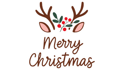 Minimal Merry Christmas Antler Design, Simple Festive Holiday Graphic, MerryChristmas, MinimalDesign, ChristmasTypography, ReindeerAntlers, HolidayIllustration, FestiveVector, ChristmasDecor,