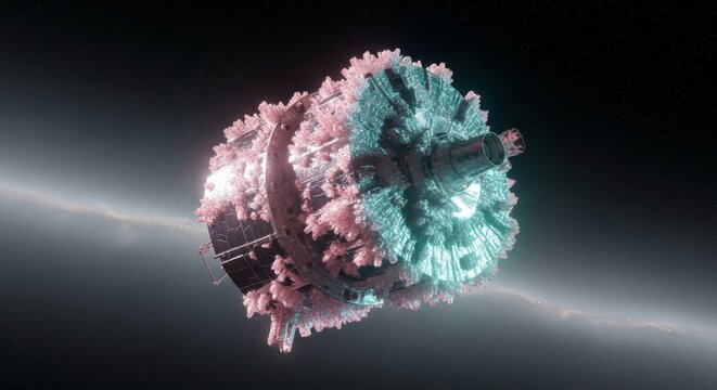 Futuristic space station with intricate design orbiting in the vast cosmos