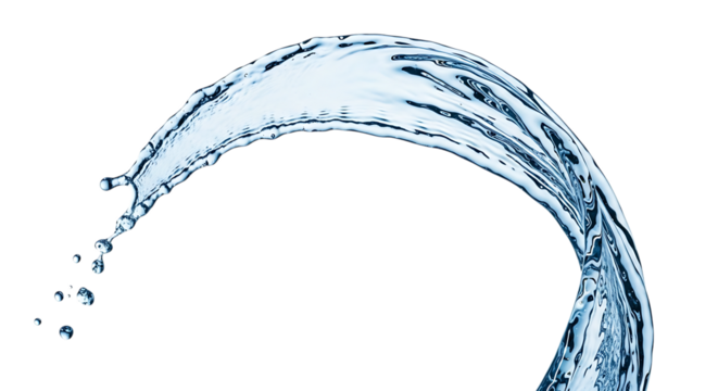 Dynamic Water Splash Stream, Droplets liquid flow, isolated on white or transparent background, AI