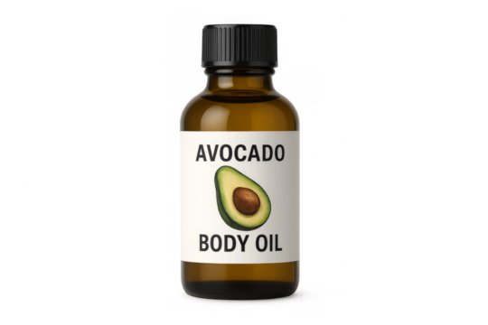 Avocado body oil serum bottle on transparent background - Powered by Adobe