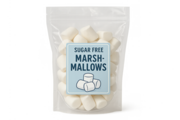 Sugar free marshmallows in transparent stand up pouch
