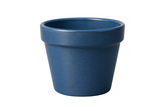 Blue empty ceramic planters pot on transparent background