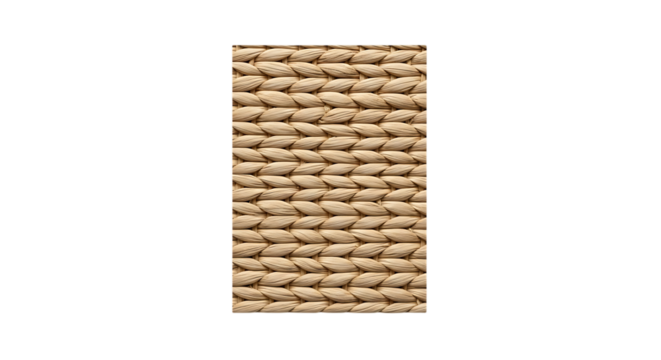 Close-up of woven natural fiber material, a detailed texture and light brown color, isolated on white or transparent background, AI