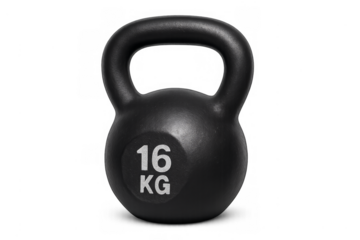 Black 16 kg kettlebell for fitness training and workout