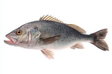 Fototapeta premium Fresh Whole Corvina: Premium Atlantic Ocean Seafood Isolated in Studio for Culinary Delights