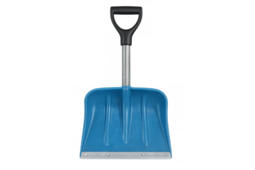 Blue plastic snow shovel for winter snow removal