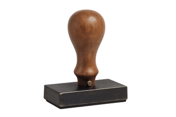 Vintage rubber stamp with wooden handle, transparent background