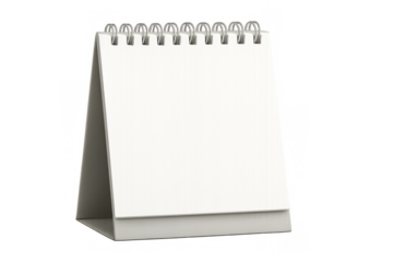 Blank desk calendar spiral binding mockup transparent background