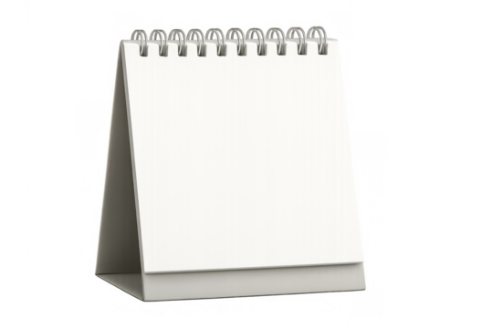 Blank desk calendar spiral binding mockup transparent background - Powered by Adobe