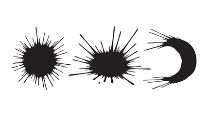 a striking arrangement of three black spiky shapes resembling sea urchins or abstract forms presented in a minimalist style on transparent background silhouette high quality professional