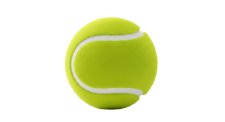 A single neon green tennis ball isolated on a transparent background, ready for a game