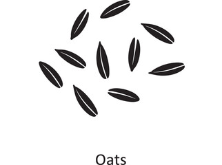 a minimalistic depiction of scattered oat grains shown in a simple black color ideal for food related projects on transparent background silhouette high quality professional detailed