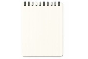 Blank spiral notebook with transparent background