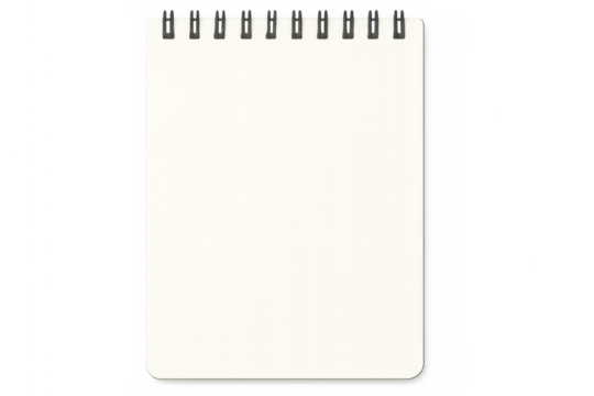 Blank spiral notebook with transparent background