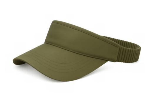 Olive green sun visor protecting eyes from sun