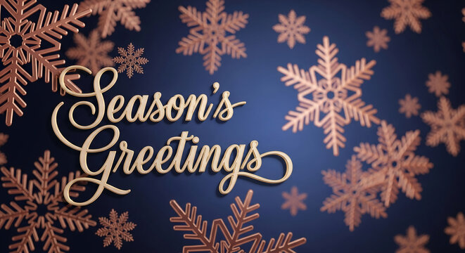 Elegant season's greeting on dark blue background with snowflake, representing holiday cheer, family gathering, winter, festive time and celebration