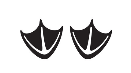 a pair of black duck feet with webbed toes are depicted in a simple bold outline on transparent background silhouette high quality professional detailed modern elegant