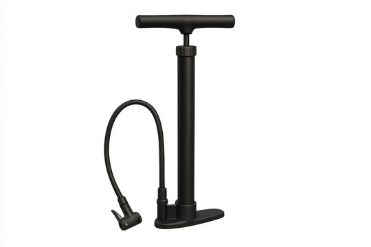 Black floor bicycle pump inflating tires maintaining pressure