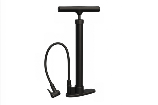 Black floor bicycle pump inflating tires maintaining pressure
