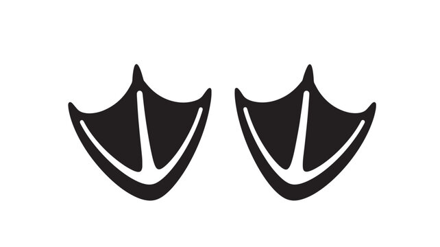 a pair of black duck feet with webbed toes are depicted in a simple bold outline on transparent background silhouette high quality professional detailed modern elegant