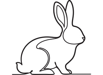 a minimalist line drawing of a rabbit in profile showcasing a single continuous stroke ideal for design elements on transparent background silhouette high quality professional detailed