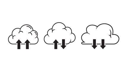three fluffy clouds with up and down arrows beneath them a simple weather icon perfect for design projects on transparent background silhouette high quality professional detailed