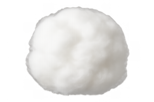 Fluffy white cotton ball isolated on transparent background