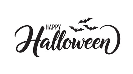 a stylish halloween typographic design featuring the word halloween with bats flying above perfect for festive projects on transparent background silhouette high quality professional detailed modern